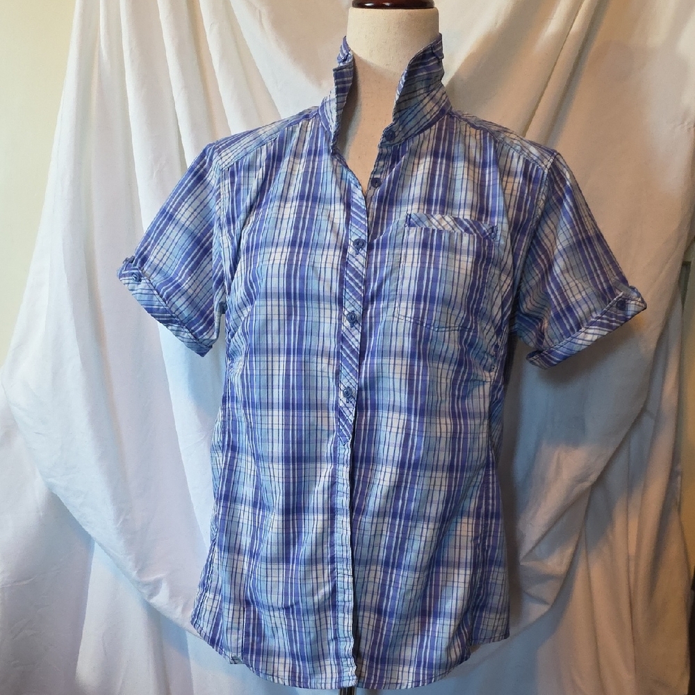 Mountain Hardwear Blue Checkered Women's Blouse